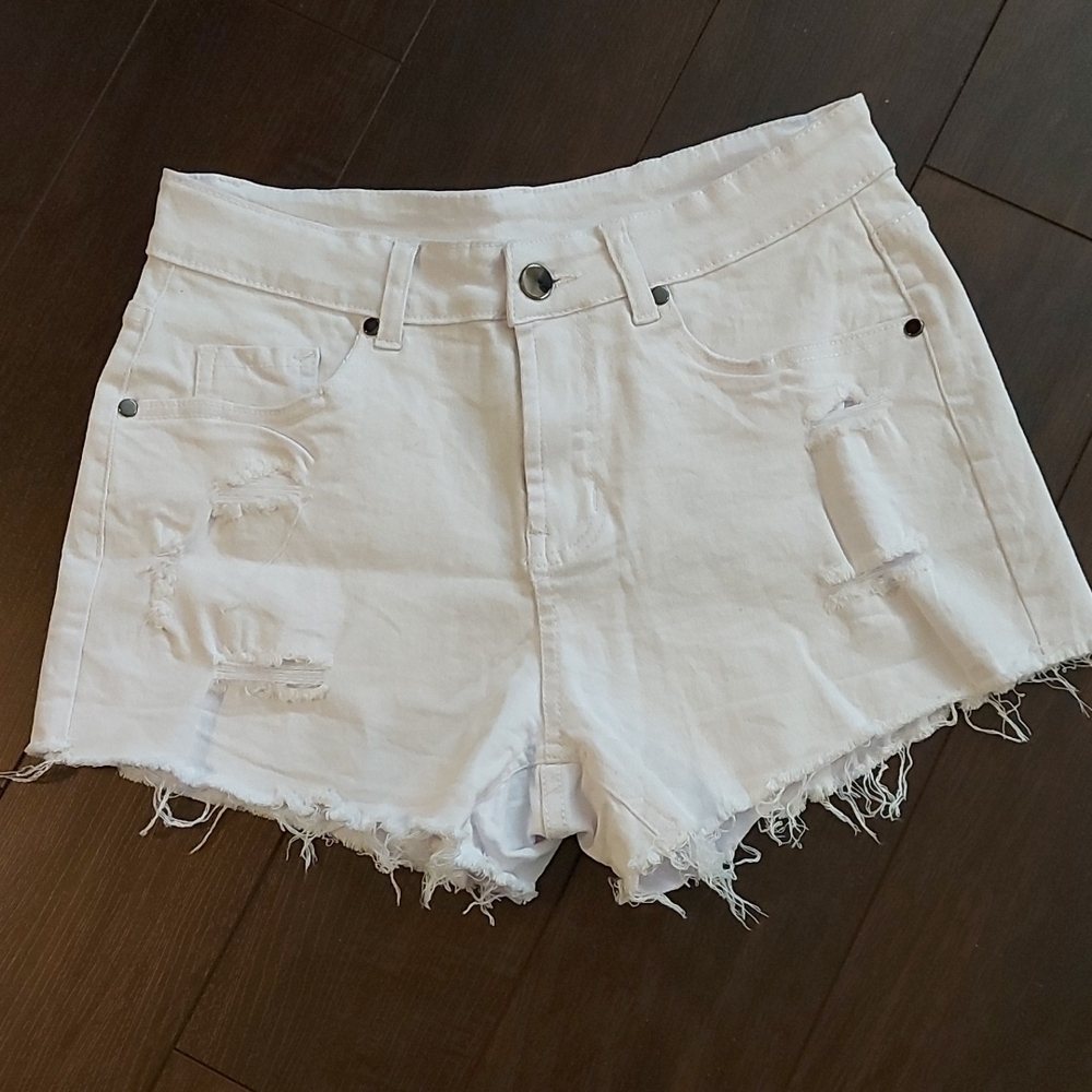 Shorts-White Distressed Jean Shorts NWOT